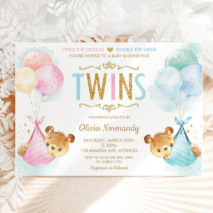 Cute Twillingar Flicka Boy Nalles Baby Shower Inbjudningar