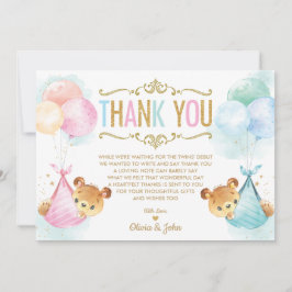 Cute Twillingar Pojke Girl Nalle Baby Shower Tack Kort
