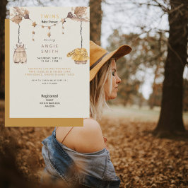 Cute Twillingars Boy & Girl Baby Shower-inbjudan Inbjudningar