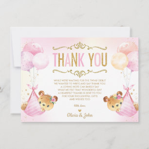 Cute Twillingars Flicka Nalles Baby Shower Tack Kort