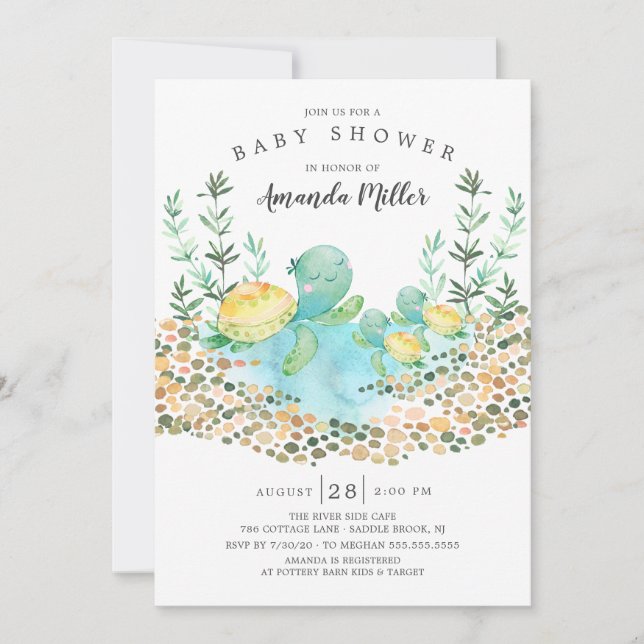 Cute Twillingars Sea Turtle Ocean Baby Shower Inbjudningar (Framsida)