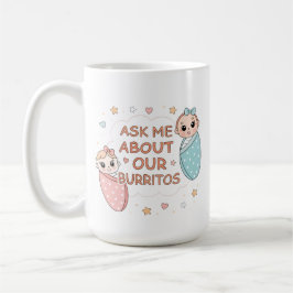 Cute Twin Baby Burrito Announcement Illustration Kaffemugg
