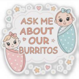 Cute Twin Baby Burrito Announcement Illustration Klistermärken