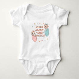 Cute Twin Baby Burrito Announcement Illustration T Shirt