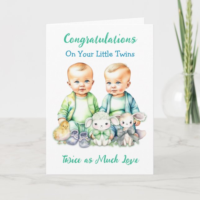 Cute Twin Boys-Grattisar - nya överordnade Kort (Framsida)