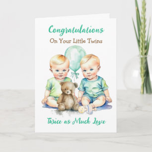 Cute Twin Boys-Grattisar - nya överordnade Kort