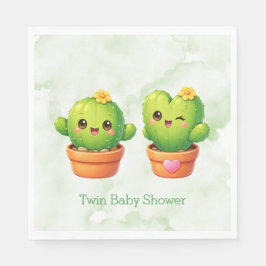 Cute Twin Cactus Baby Shower Pappersservett