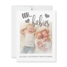 Cute Twin Photo Birth Announcement Oh Spädbarn