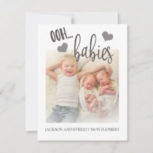 Cute Twin Photo Birth Announcement Oh Spädbarn Meddelande