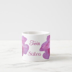 Cute twin sisters Gemini söt rosa ros blommigt Espressomugg