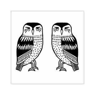Cute TWIN Uggla Birds Hand plockade ANPASSAR IT Stämpel