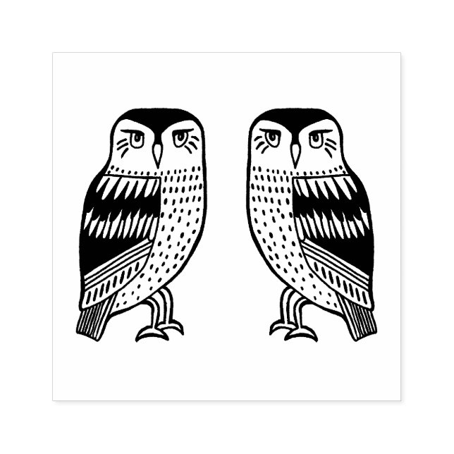 Cute TWIN Uggla Birds Hand plockade ANPASSAR IT Stämpel (Tryck)