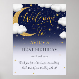 Cute Twinkle Little Star 1:a födelsedag Välkommen Poster