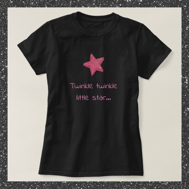 Cute Twinkle Little Star Black and Rosa T Shirt (Skapare uppladdad)