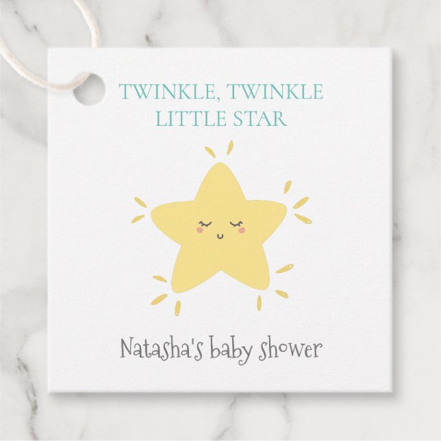 Cute Twinkle Little Star Nursery Rhyme Baby Shower Gåvor Etiketter (Framsida)
