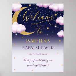 Cute Twinkle Little Star Rosa Girl Baby Shower Poster