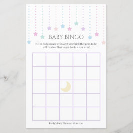Cute Twinkle Little Stars Baby Shower Bingo Game