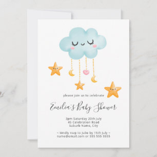 Cute Twinkle Twinkle Cloud Stars Baby Shower Inbjudningar