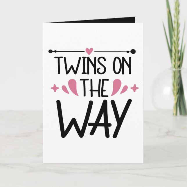 Cute twins word art add message inside  kort (Framsida)