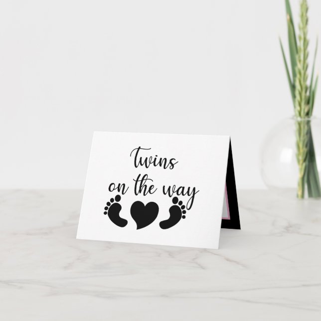 Cute twins word art add message  kort (Framsida)