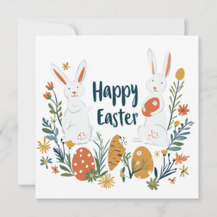 Cute Two Bunnies Påsk Card Julkort
