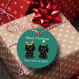 Cute Two Cat-Personlig, Ljus, Grönt Gåvor Etiketter