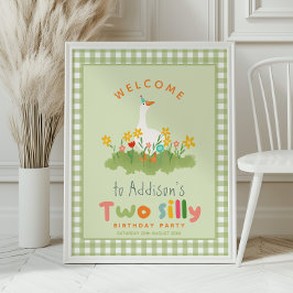 Cute Two Fånig Farm Goose Birthday Välkomstskylt Poster