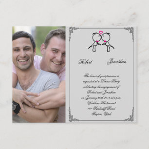 Cute Two Grooms Kissing Gay Bröllop, Förlovning Inbjudningar
