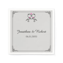 Cute Two Grooms Kissing Gay Bröllop Napkin