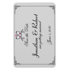 Cute Two Grooms Kissing Gay Bröllop spara datum Magnet