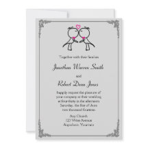 Cute Two Grooms Kissing Gay Wedding bjudande