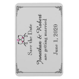 Cute Two Grooms Tecknad Gay Bröllop spara datum Magnet