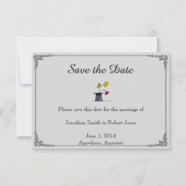 Cute Two Grooms Tecknad Gay Bröllop spara datum Spara Datumet