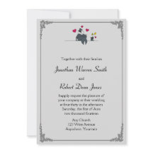 Cute Two Grooms Tecknad Gay bröllopsinbjudan