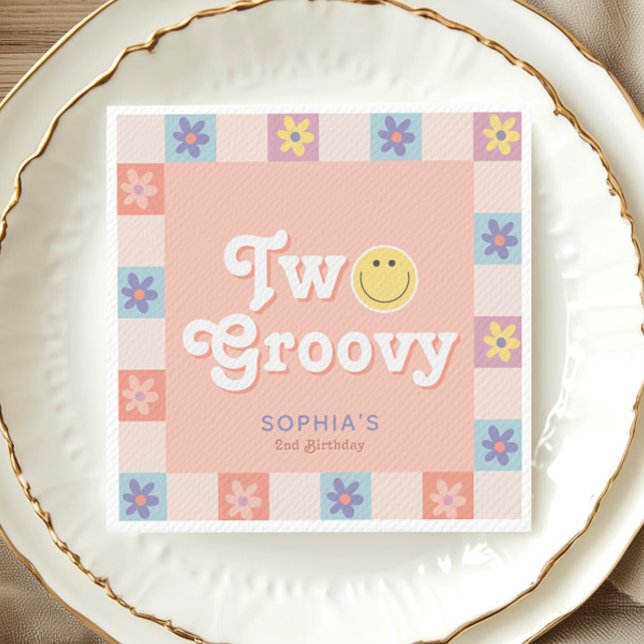 Cute Two Groovy Boho 2:a födelsedagen Pappersservett (Skapare uppladdad)
