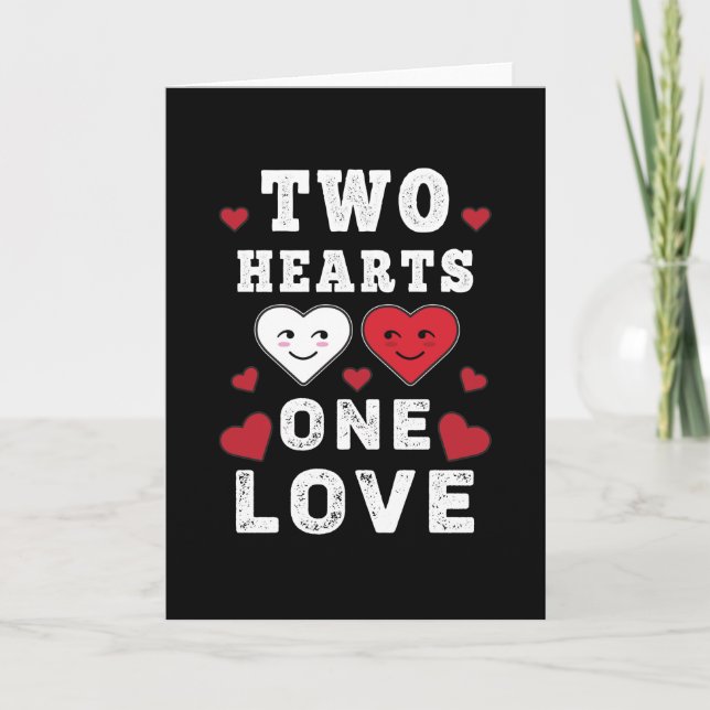 Cute Two Hearts En Kärlek-dag Alla hjärtans dag Kort (Framsida)