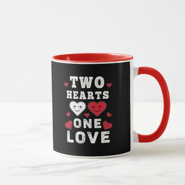 Cute Two Hearts En Kärlek-dag Alla hjärtans dag Mugg (Höger)