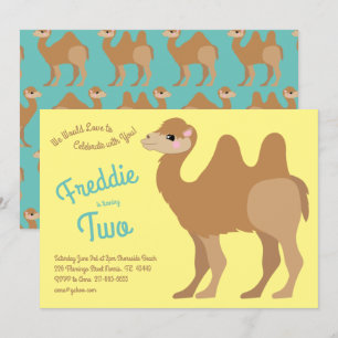 Cute Two Hump Camel Kids 2:a födelsedagen Party Inbjudningar