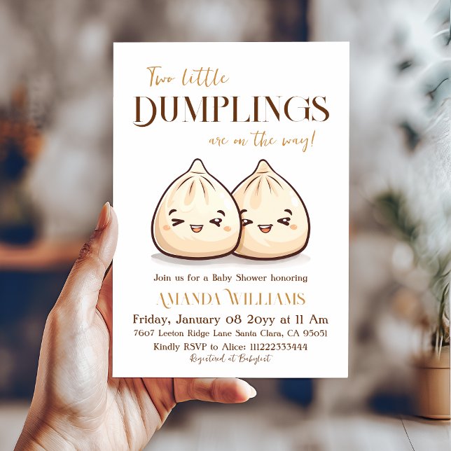 Cute Two Little Dumplings Kawaii Twillingars Baby  Inbjudningar (Skapare uppladdad)