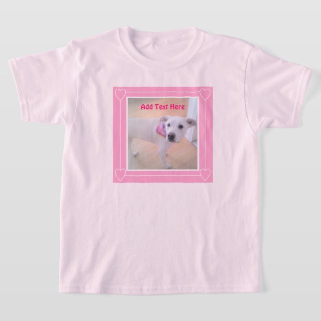 Cute Two Photo Rosa Ram Sweet White Puppy Hund T Shirt (Laydown)