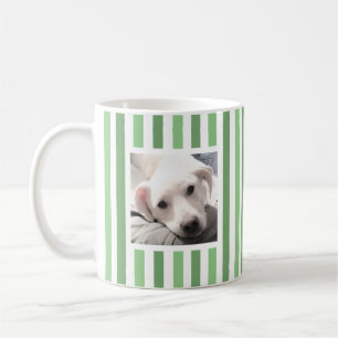 Cute Two Photos Stripe and Sage Grönt Kaffemugg
