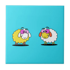 Cute Two Sheep-Vänskap Kakelplatta