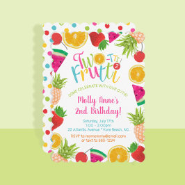 Cute TWO-tti Frutti Fruits 2:a födelsedagen Inbjudningar