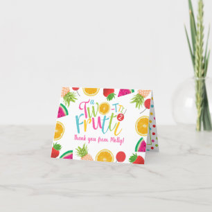 Cute TWO-tti Frutti Fruits 2:a födelsedagen Tack Kort