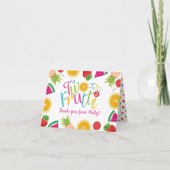 Cute TWO-tti Frutti Fruits 2:a födelsedagen Tack Kort (Framsida)