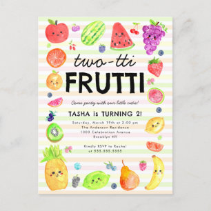 Cute TWO-tti Frutti, sommarfrukt, andra födelsedag Vykort