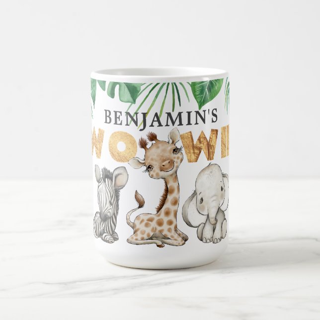 Cute Two Vild Safari Animal Birthday Coffee Mugg (Center)