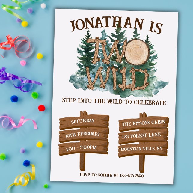 Cute Two Wild Safari Jungle Camping 2nd birthday  Inbjudningar (Skapare uppladdad)