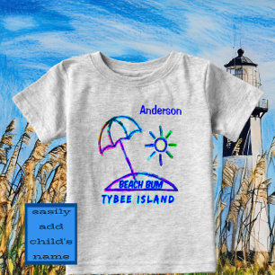 Cute Tybee Island GA Finger Paint Beach Umbrella T Shirt