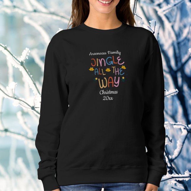 Cute Typography Christmas Jingle Black Personalize T Shirt (Skapare uppladdad)